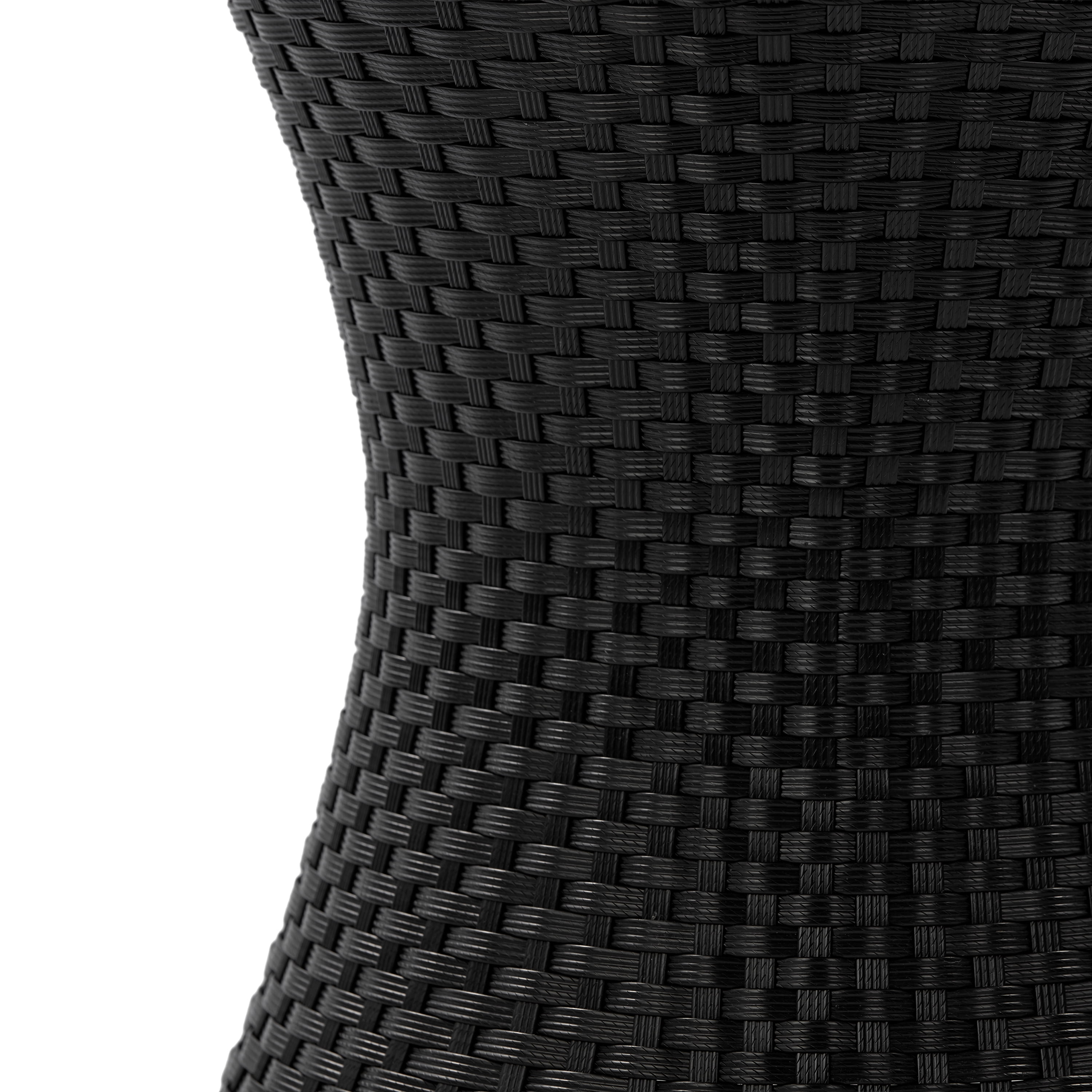 Outdoor No Glass Top Hourglass Rattan Side Table for Patio Balcony Garden, Black