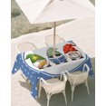 thumbnail image 2 of 52x70 Inch Outdoor Tablecloth with Umbrella Hole Zipper Rectangle Blue Polka Dots Gnomes Rectangular Tablecloths Outside Waterproof Pencils Book Clock Patio Table Cloth Cover for Picnic Party, 2 of 8