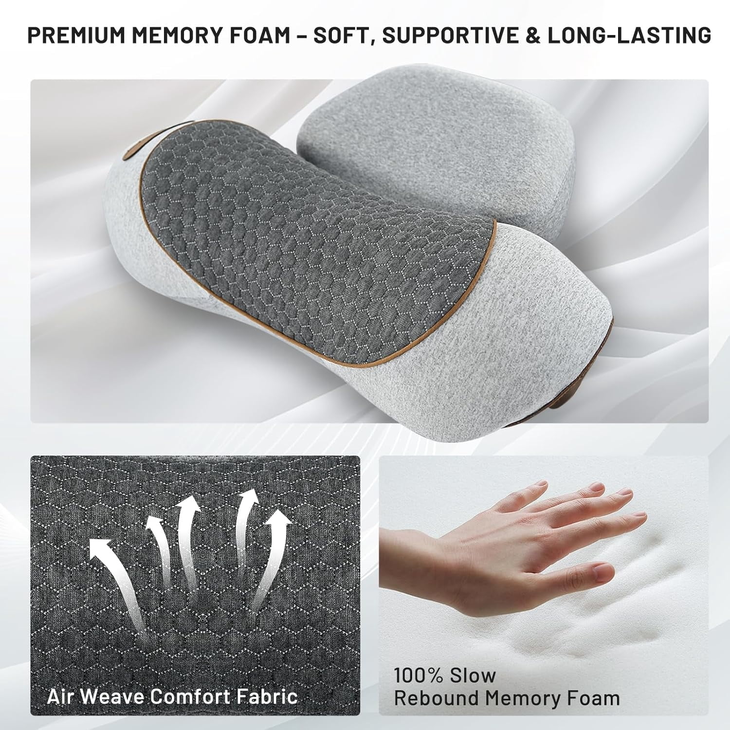 3-in-1 Neck Massager Pillow with Vibration, Airbag & Heating, Ergonomic Cervical Support for Pain Relief, Portable，Grey