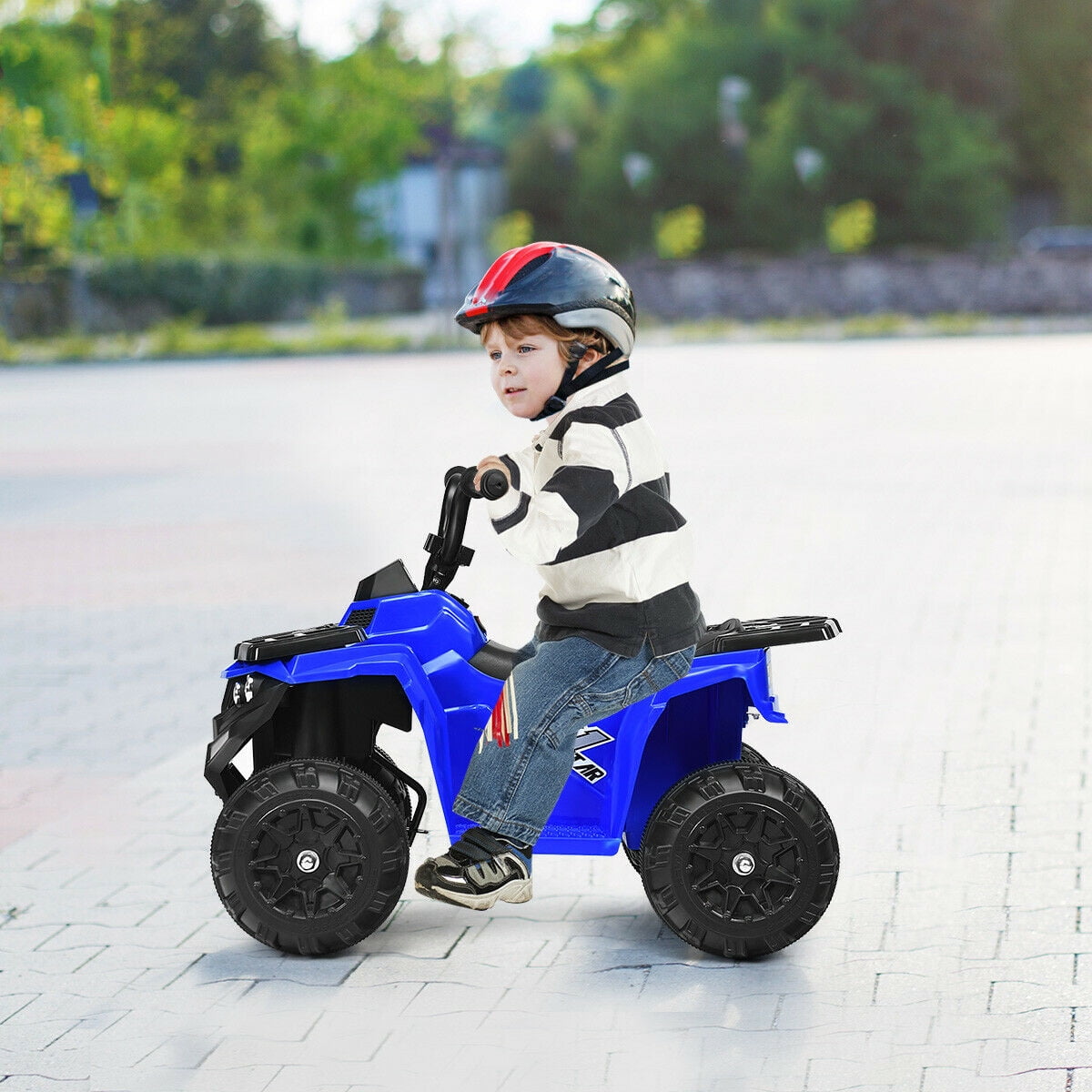 Topbuy Blue 6 V Quad ATV Powered Ride-On with LED Lights