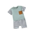 thumbnail image 2 of Musuos Baby Boys Shorts Set, 6 12 18 24M Short Sleeve Crew Neck T-shirt with Striped Shorts Summer Outfit, 2 of 10