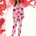 thumbnail image 2 of Cavosen Valentine's Day Cozy Pajamas for Women Long Sleeve Soft Lapel Shirt Wide Leg Pants Heart Printed Breathable Casual Nightwear Hot Pink S, 2 of 6