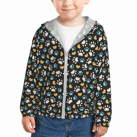 

Gaeub Paw Animal Print Athletic Sun Protection Hoodie for Kids Long Sleeve Outdoor UV Shirt Running Fishing Top for Boys Girls-2 Years