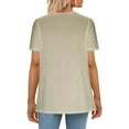 thumbnail image 4 of hoksml Womens Tops Clearance! Fashion Woman Causal Solid Blouse Short Sleeve T-Shirt Summer Button Tops, 4 of 6