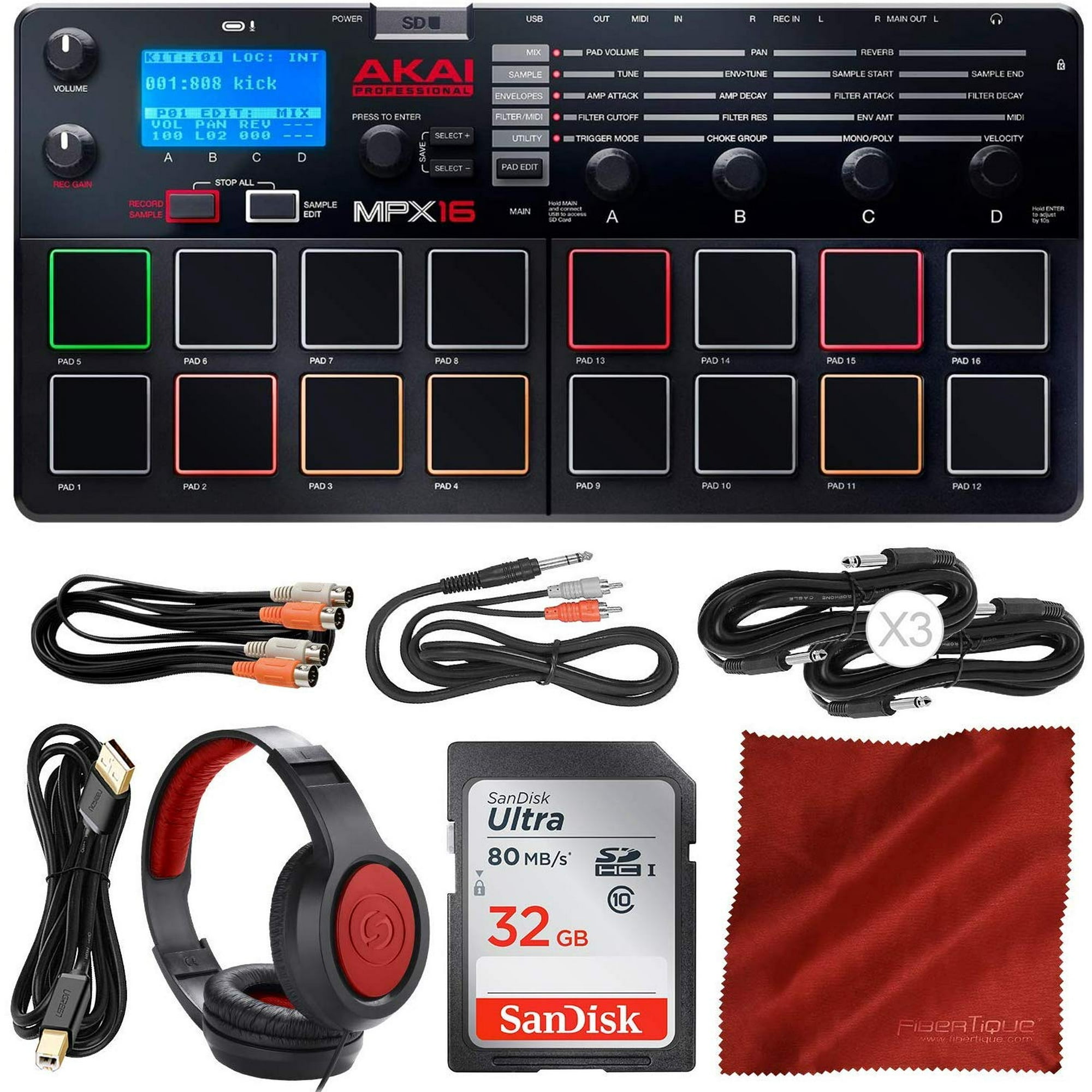 Akai Professional MPX16 SD Sample Recorder and Player + 32GB +