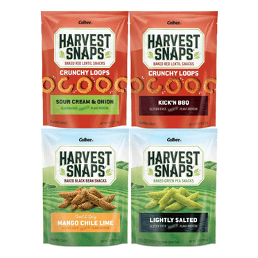 Variety Pack Harvest Snaps Veggie Chips – 4 Flavor Assortment: Mango Chili Lime, Lightly Salted, Kick'n BBQ, Sour Cream & Onion – 4 Pack, Healthy Snack, Gluten-Free