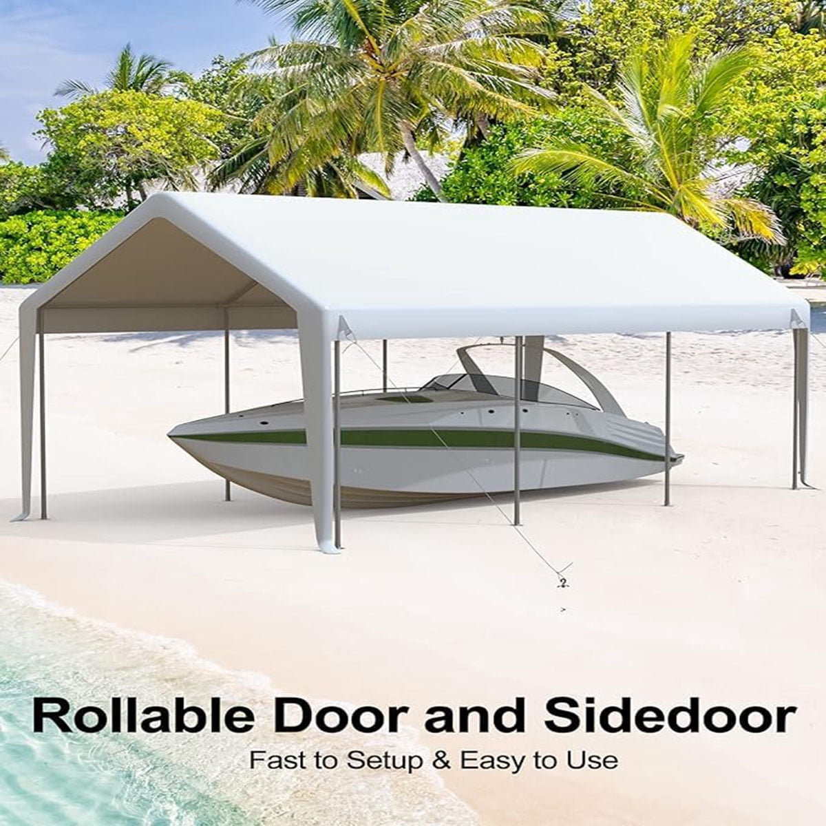 Danolapsi 10'x20' Replacement Canopy Cover Top Heavy-Duty Carport Cover，160G PE Waterproof & UV-Resistant Replacement Canopy Top Only Easy Installation(Frame Not Included)