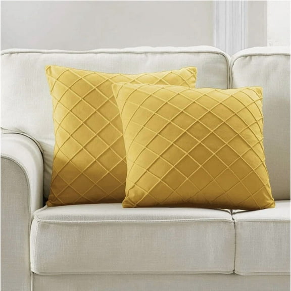 Longhui Bedding Velvet Throw Pillow Covers 18*18 Inches Set Of 2 Yellow