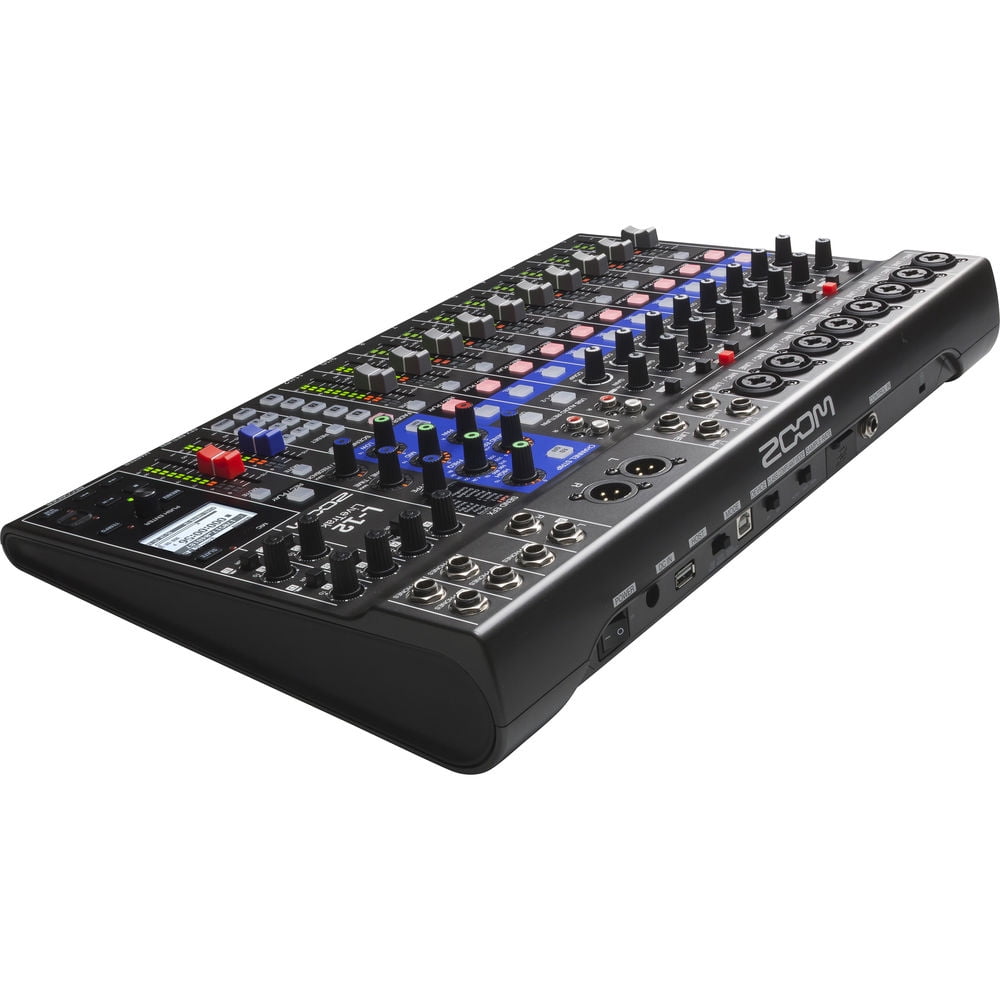 Zoom LiveTrak L-12 Digital Mixer & Multitrack Recorder, for Music, Podcasting, 12-Input/ 14-Channel SD Recorder, 14-in/4-out USB Audio Interface, 5 Powered Headphone Outputs Bundle with Accessories