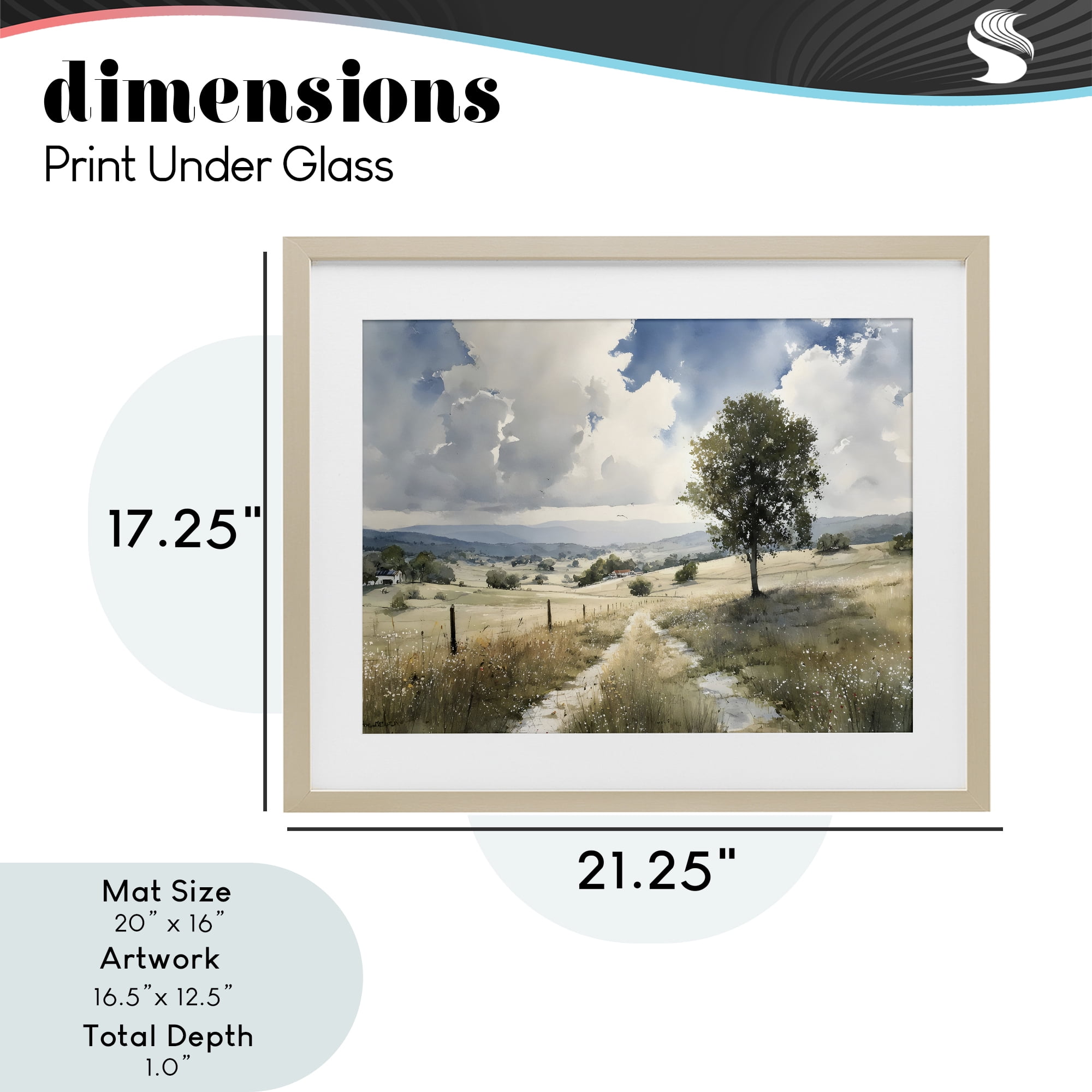 Stupell Industries Wagon Road Through Meadow Birch Framed Print Under Glass, design by Franklyn Gregory