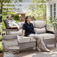 thumbnail image 4 of Gymojoy All Weather Wicker Patio Couch, 3 Seats Patio Sofa with High Curvy Back, Premium Outdoor Sofa with Brown Wicker and 6-inch Thick Cushions, Beige, 4 of 7