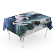 KDAGR Fantasy Unicorn Over Rock Beast Space Dream Enchanted Fabulous Fantastic Tablecloth Table Desk Cover Home Party Decor 60x104 inch