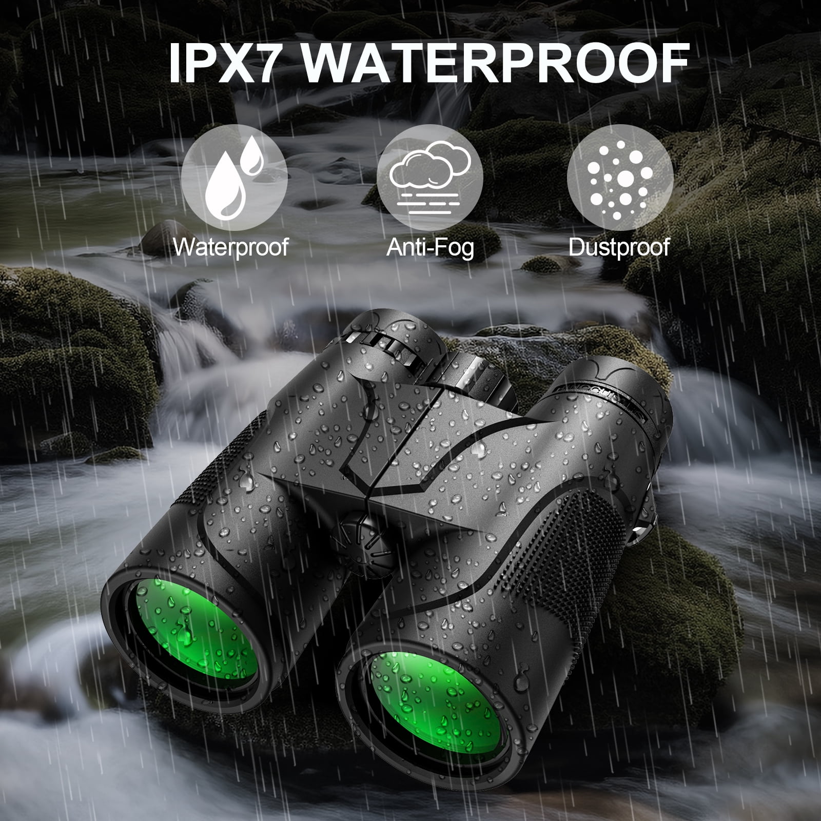 10X42 Binoculars for Adults High Powered: HD IPX7 Waterproof Binoculars with Low Light Vision, BAK4&FMC - Kids Binoculars for Bird Watching, Hunting, Hiking