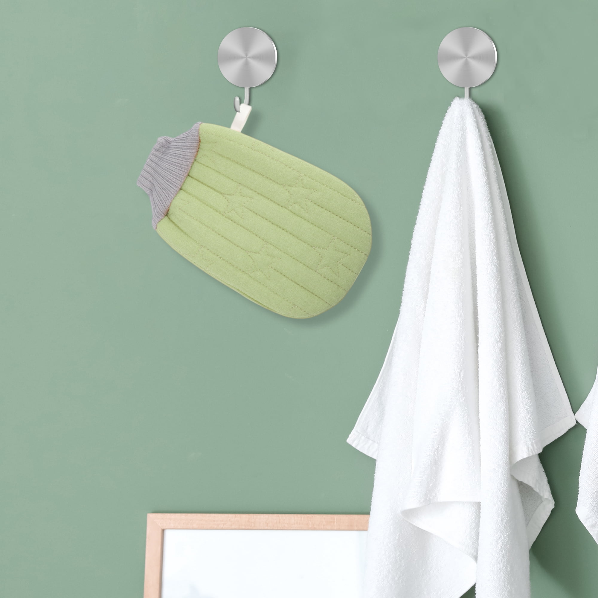 Unique Bargains Double-sided Gloves Bath Towel for bathroom 5.51"x9.06" 1 Pc Green