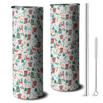 20oz Christmas Gift and Deer Pattern Skinny Tumblers Stainless Steel Tumbler with Lid and Straw,Vacuum Insulated Double Wall Travel Tumbler Cups with Cleaning Brush for Coffee,Tea