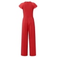 thumbnail image 3 of Women's Lace Cap Sleeve Wide Leg Jumpsuit Elegant High Neck Dressy Party Outfit, 3 of 6