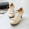 thumbnail image 2 of SACFOF Women's Cute Retro Rockabilly Shoes T Strap Mary Janes Heels Chunky Cosplay Shoes Sweet Block Heeled Bow Pumps, 2 of 6