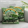 thumbnail image 3 of JRXY St Patricks Day Pillow Covers  - Shamrock Truck Lucky Irish Rustic Lumbar Cushion Pillow Cases - Decorative Farmhouse Green Throw Pillows Covers for Sofa Couch Decor Decoration White, 3 of 5