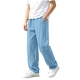 thumbnail image 2 of Jessboyy Sweatpants for Boys Loose Fit Straight Leg Open Bottom Sweatpant with Pockets Elastic Waist Casual Fall Winter Boy Pants Blue,7-8 Years, 2 of 9