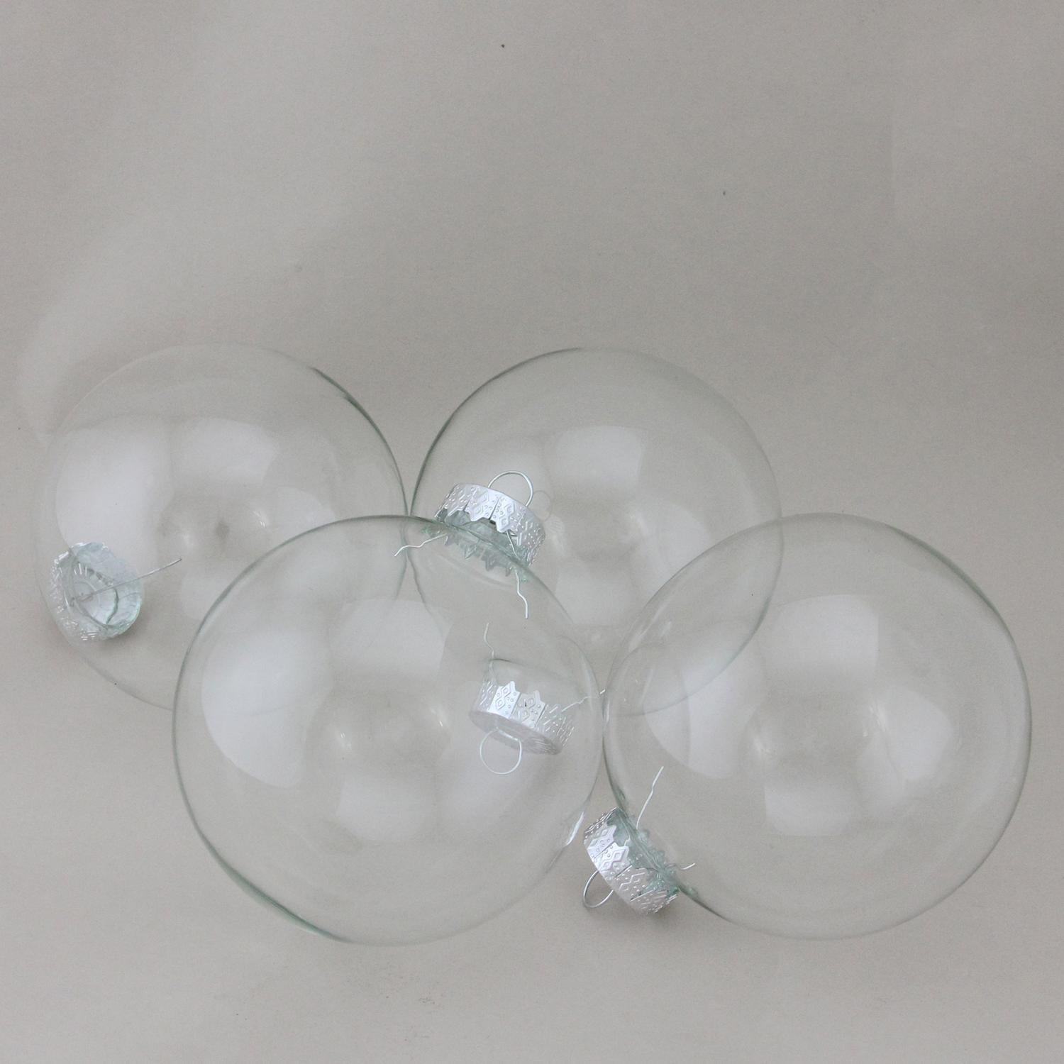 4Piece Clear Ball Christmas Ornament Set 4" (100mm)
