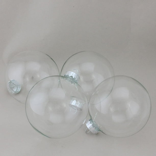 4Piece Clear Ball Christmas Ornament Set 4" (100mm)