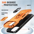 thumbnail image 3 of for iPhone 14 Plus Hard Case, with Camera Cover & Kickstand Holder, Built-in 360°Rotate Ring Stand Anti-scratch Drop Protection Magnetic Phone Case for Apple iPhone 14 Plus - Orange, 3 of 8
