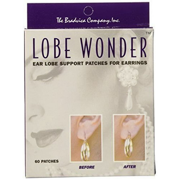 Lobe Miracle Ear Lobe Support Patches - Clear Heavy Earring Holder -  Prevents Tears & Reduces Strain (60 Patches)