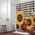 thumbnail image 5 of Yellow Red Sunflower Butterfly Fabric Shower Curtain Floral Buffalo Plaid Washable Shower Curtains for Bathroom, Waterproof Bath Curtain with Hooks Home Decor 72x72in, 5 of 8