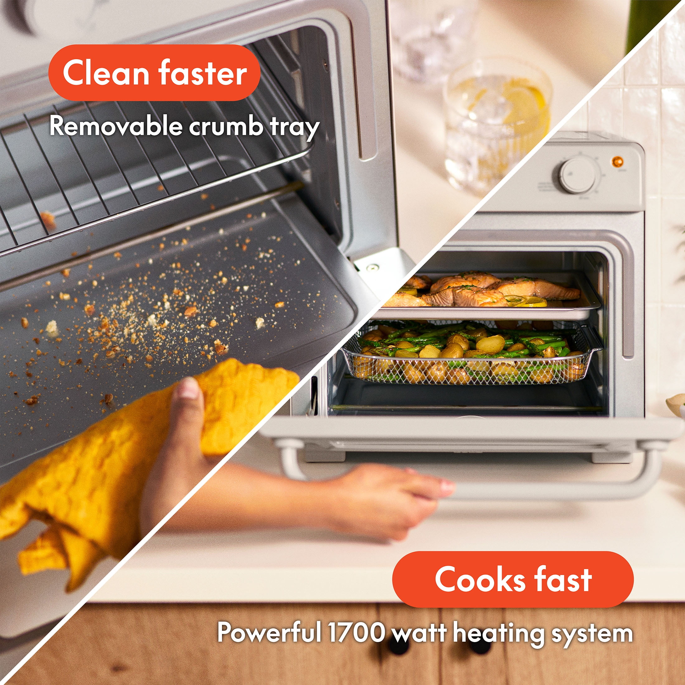 bella 6-Slice Air Fry Toaster Oven with 7 Preset Cooking Options and EverGood™ Nonstick Coated Trays, Oatmilk