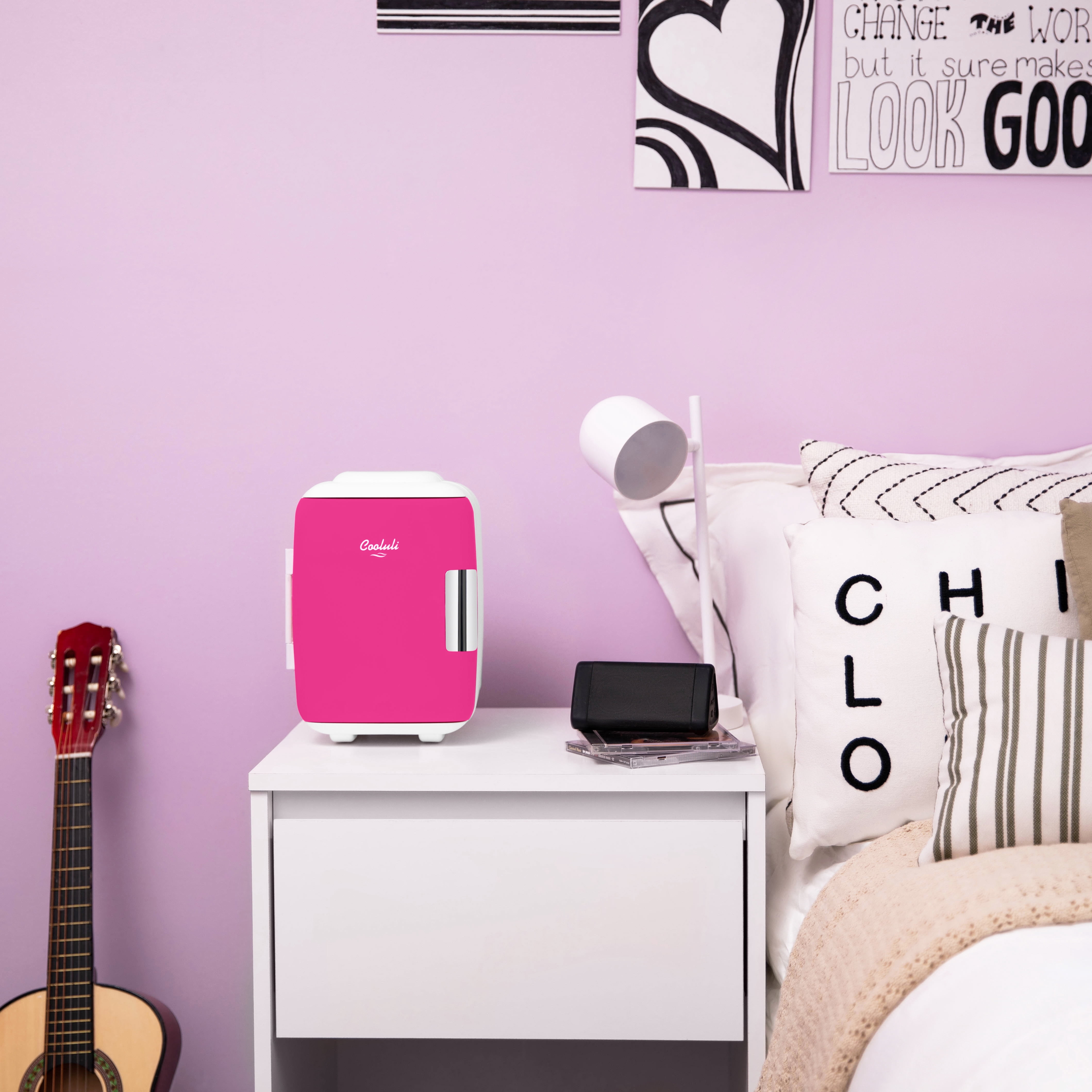 Cooluli Electric 4-Liter Portable Cooler/Warmer Mini Fridge Fuchsia