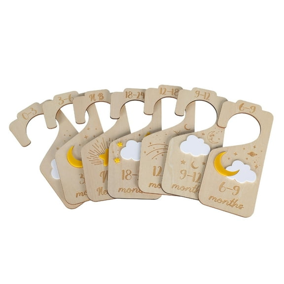 Pack of 7 Baby Closet Organizers Wardrobe Infant Clothes Wood Divider Panels Nursery Wardrobe Separators for Household