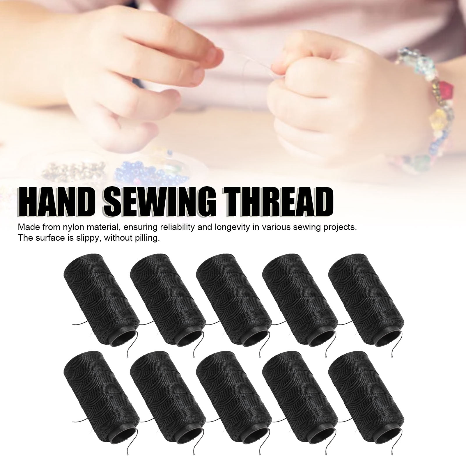 Elastic String, 10PCS Sewing Elastic Thread Waterproof Wear Resistant Soft Nylon Black Elastic Thread for DIY Embroidery Quilting and Crafts