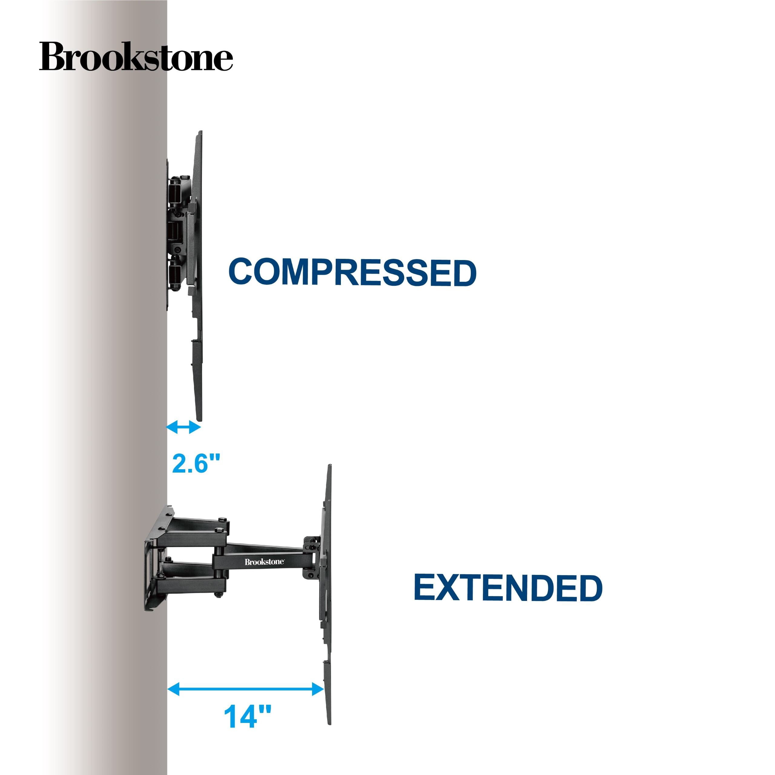 Brookstone Full Motion Wall Mount for 36″–85″ TVs, 99 lbs Capacity, Swivel, Tilt & Level Adjustment