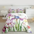 thumbnail image 3 of Manfei Colorful Cartoon Floral Bedding Comforter Set,Rustic Flower Twin Comforter Sets,Green Purple White Bedding Set For Children,Super Cozy Room Decor Reversible,2pcs, 3 of 9