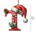 thumbnail image 3 of Beautynvta 26 Initial Letter Ornaments Christmas Tree Decoration, 3.1'' Acrylic Christmas Letter Pendant with Xmas Hat, Personalized Gifts Christmas Alphabet Hanging Ornaments for Xmas Decor, T, 3 of 6