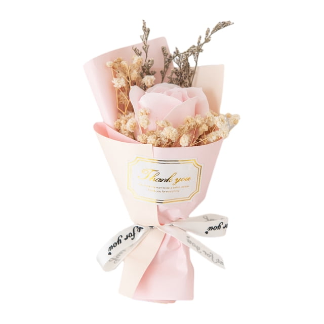 Mini ramo de rosas falsas de girasol, pétalos de flores de jabón hechos a mano, decoración floral artificial, regalo romántico de aniversario, cumpleaños para mujeres, esposas y madres.