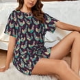 thumbnail image 4 of Wukai Bohemian Chicken Women's Pajama Set,Short-Sleeve Top and Shorts with Elastic Waistband and Pockets for Loungewear, Yoga, and Casual Wear-3X-Large, 4 of 8