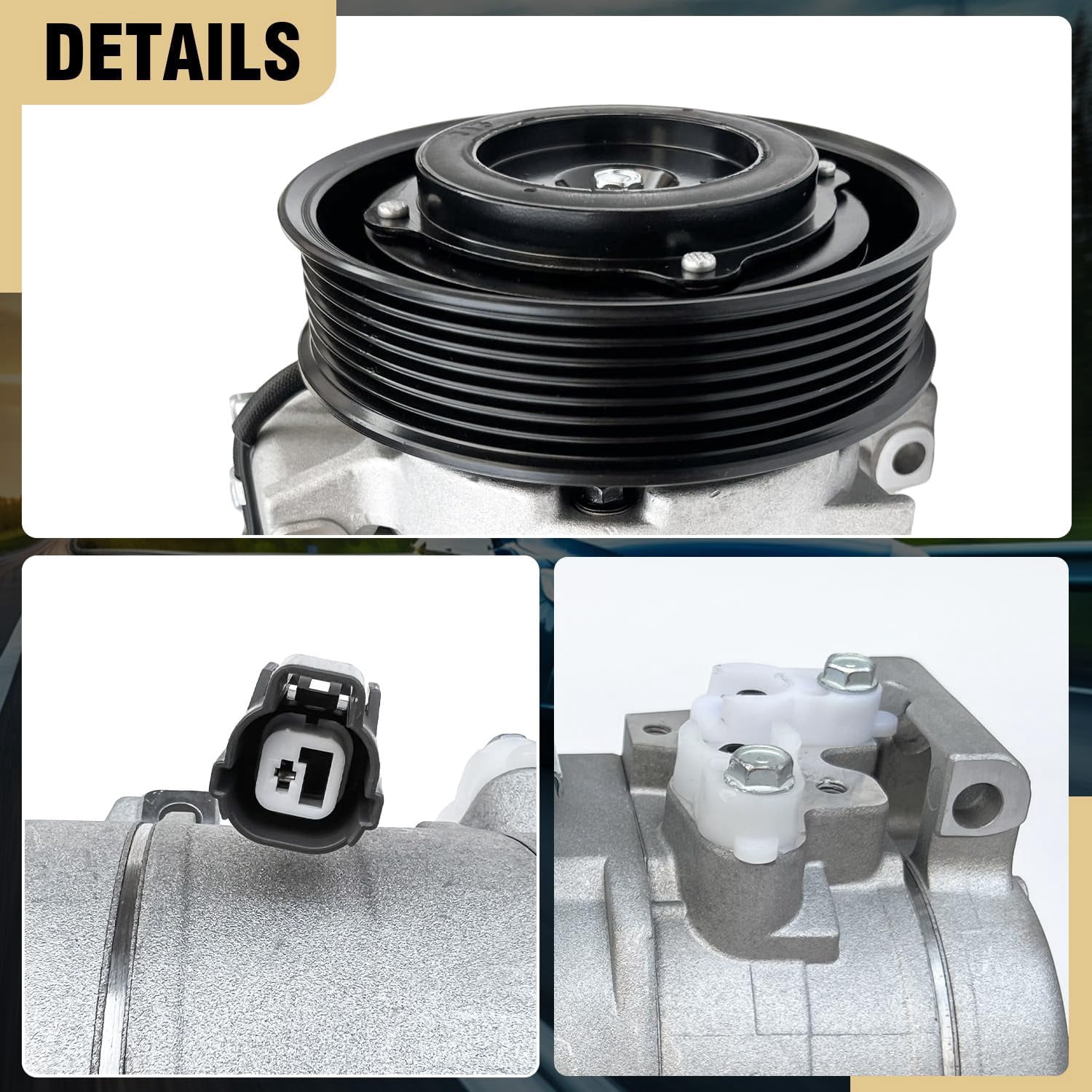 Honda Accord AC Compressor with A/C Clutch - Fits 2.4L L4 (2003-2007) | Replaces 38800RAAA01, 38810RAAA01, 38810RBA006 | CO28003C, 129MM 7PK
