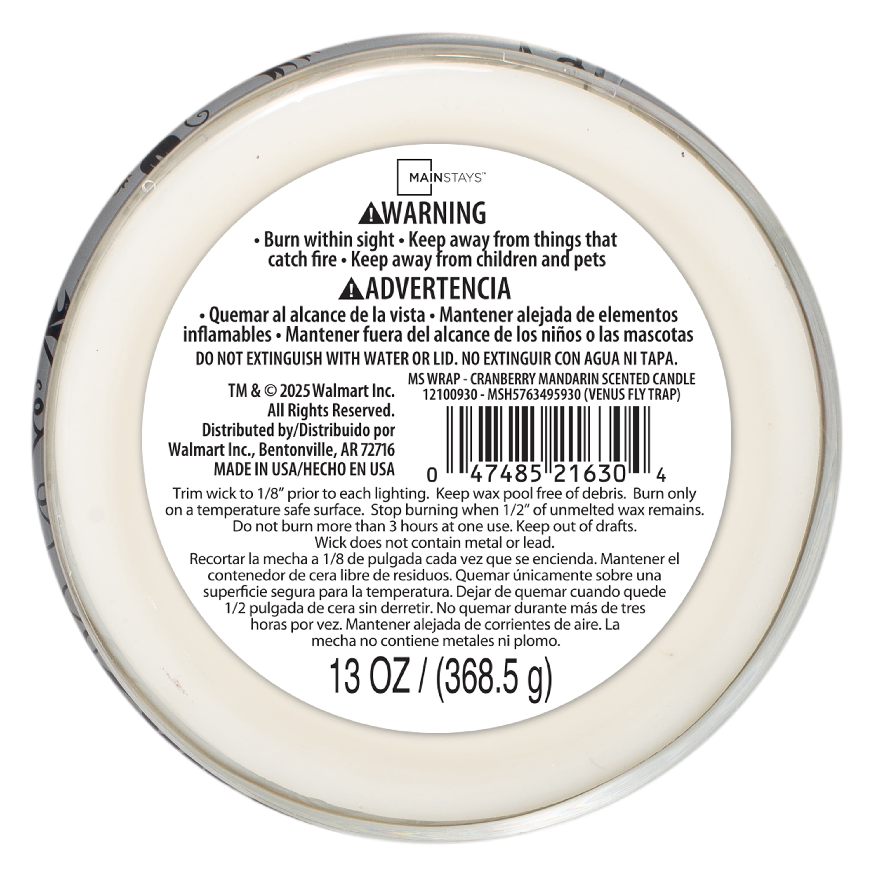 Mainstays Cranberry Mandarin Scented 3-Wick Jar Candle, 13.1 oz