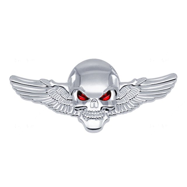 HLONK 3D Skeleton Skull Wing Emblems Metal Badge Car Badge Sticker Car Grill Body Trunk Badge Sticker Decal
