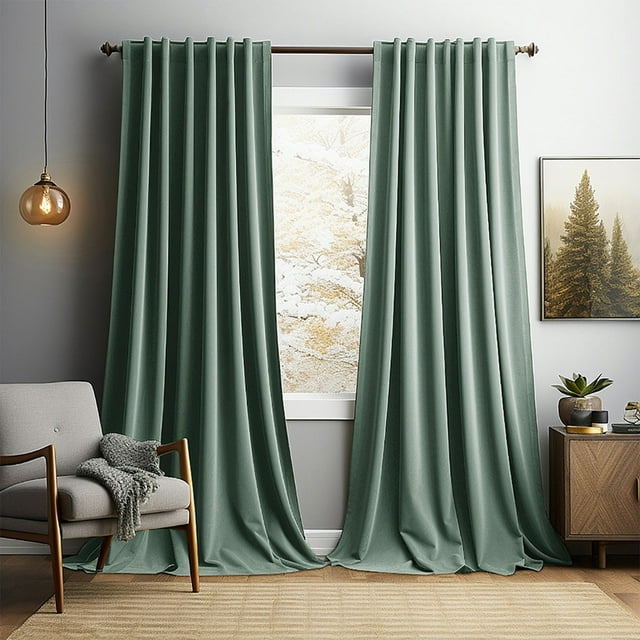 Decoración del hogar, decoración de habitaciones, cortinas de terciopelo, cortinas térmicas, cortinas largas para dormitorio, sala de estar, oscurecimiento, reducción de ruido, cortinas suaves con oja