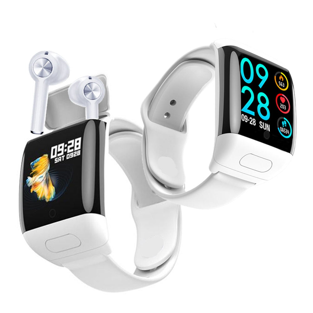 Wireless Bluetooth Headphones Earbud Touch Screen Health Pedometer Sleep Monitor 