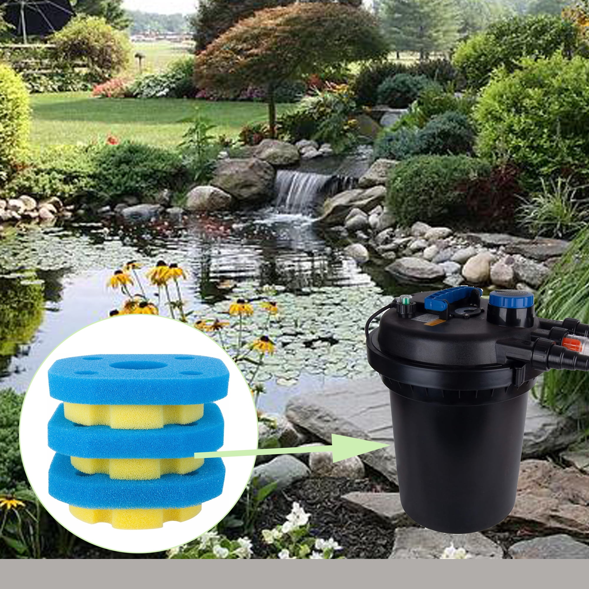 Qzbhct 6 Pack Pond Filter Pads,Coarse and Fine Sponge for Pressure Pond Filter Foam Koi Fish Replacement CPF-250 CPF-180, Blue and Yellow Filters