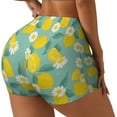 thumbnail image 2 of Fotbe Lemons Chamomile Flowers And Leaves Seamless Shorts, Womens Workout Shorts High Waist Stretch Booty Short for Gym/Yoga/Running/Biking-XX-Large, 2 of 9