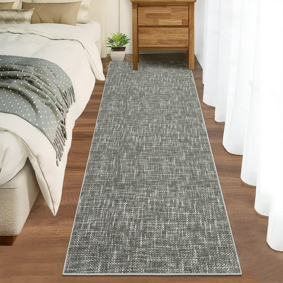 FairOnly 2'x6' Solid Grey Modern Runner Rugs for Hallway Machine Washable Entryway Laundry Runner Rug with Non Slip Backing