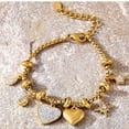 thumbnail image 6 of Aellinatey Elegant Heart and Moon Charm Bracelet Accessory for Women in Gold Finish, 6 of 14