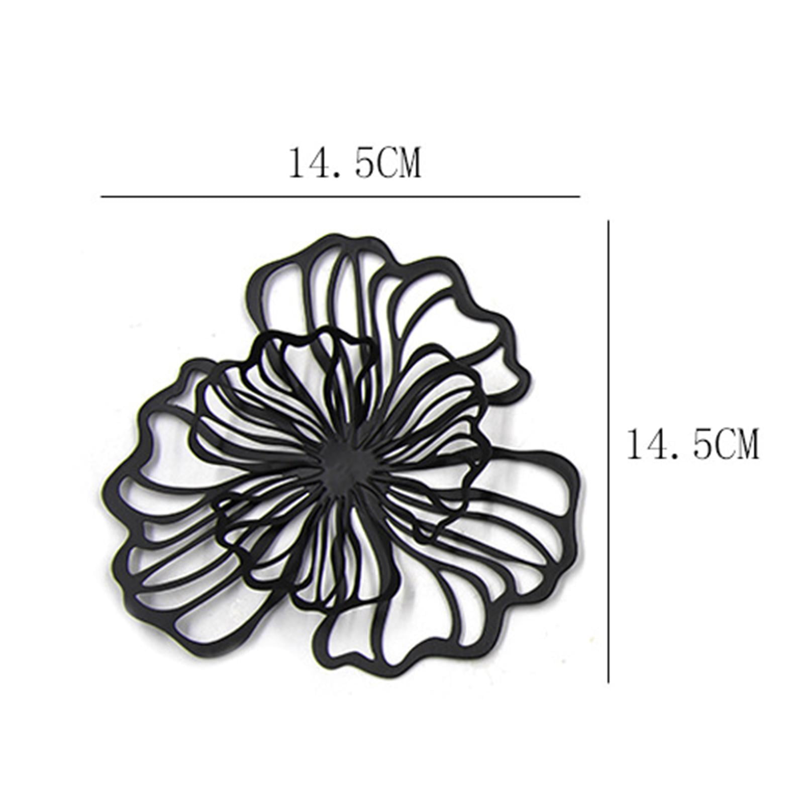 perfk Floral Wall Hanging Decor Metal Wall Art Decoration for Bathroom Living Room Black Small