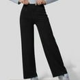 thumbnail image 4 of YDFCWXW Women's Wide Leg Jeans High Waisted Tummy Control Soft Stretchy Comfort Fit Pull On Denim Pants Black, M, 4 of 8