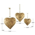 thumbnail image 4 of DecMode Tibetan Inspired Gold Metal Heart Decorative Bells with Jute Hanging Rope, 3 Count, 4 of 15