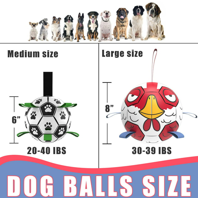 Dog Soccer Ball - Dog Ball Toys Dog Tug Toy with Upgrade Grab Taps,  Interactive Dog Toy